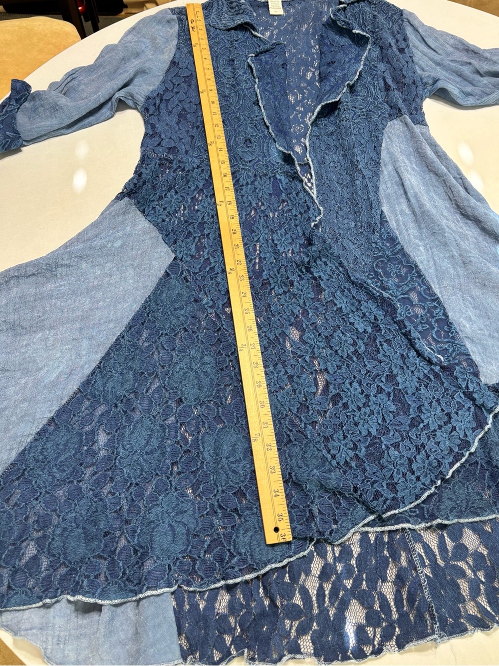 Boho Lace-Panel Blue Jacket & Coat - Picture 6 of 10